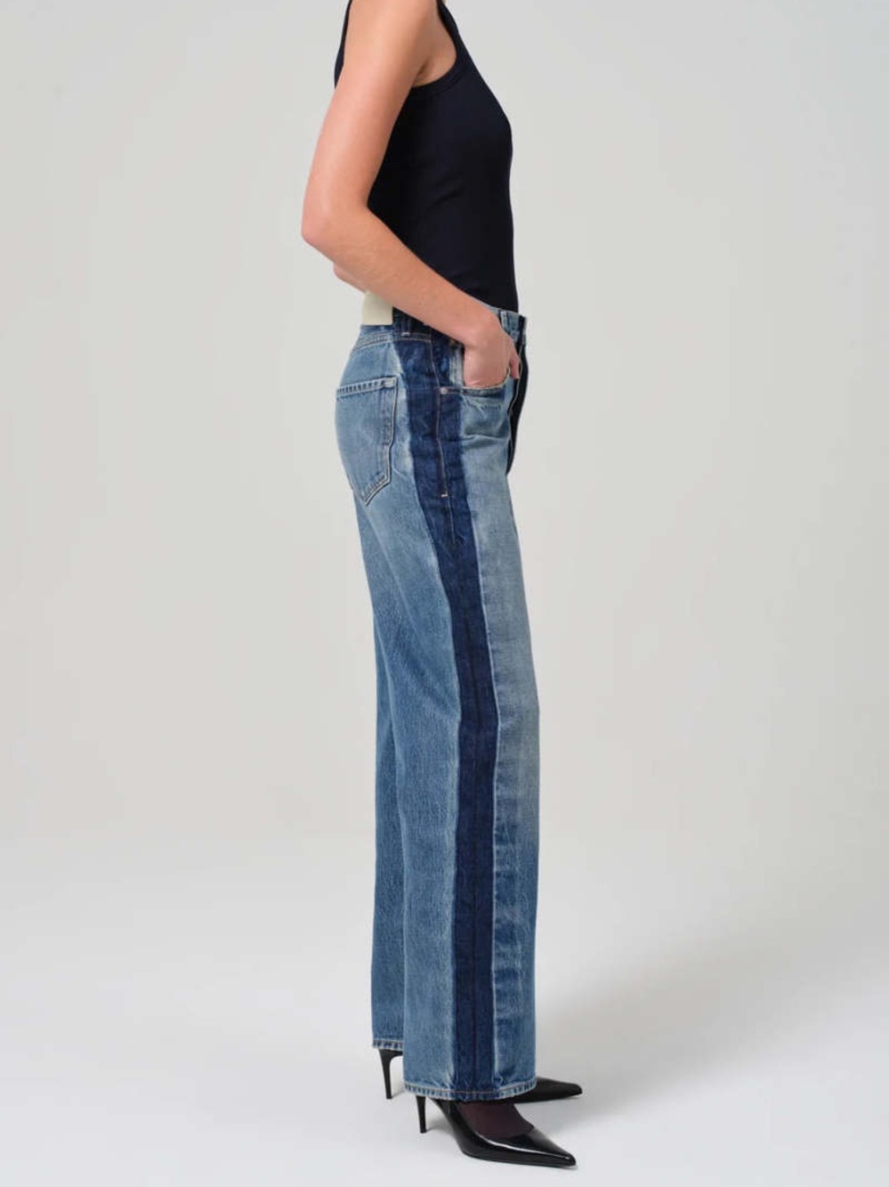 Citizens of Humanity Ayla Baggy Straight Tuxedo Stripe Jeans NEW - Picture 3 of 6
